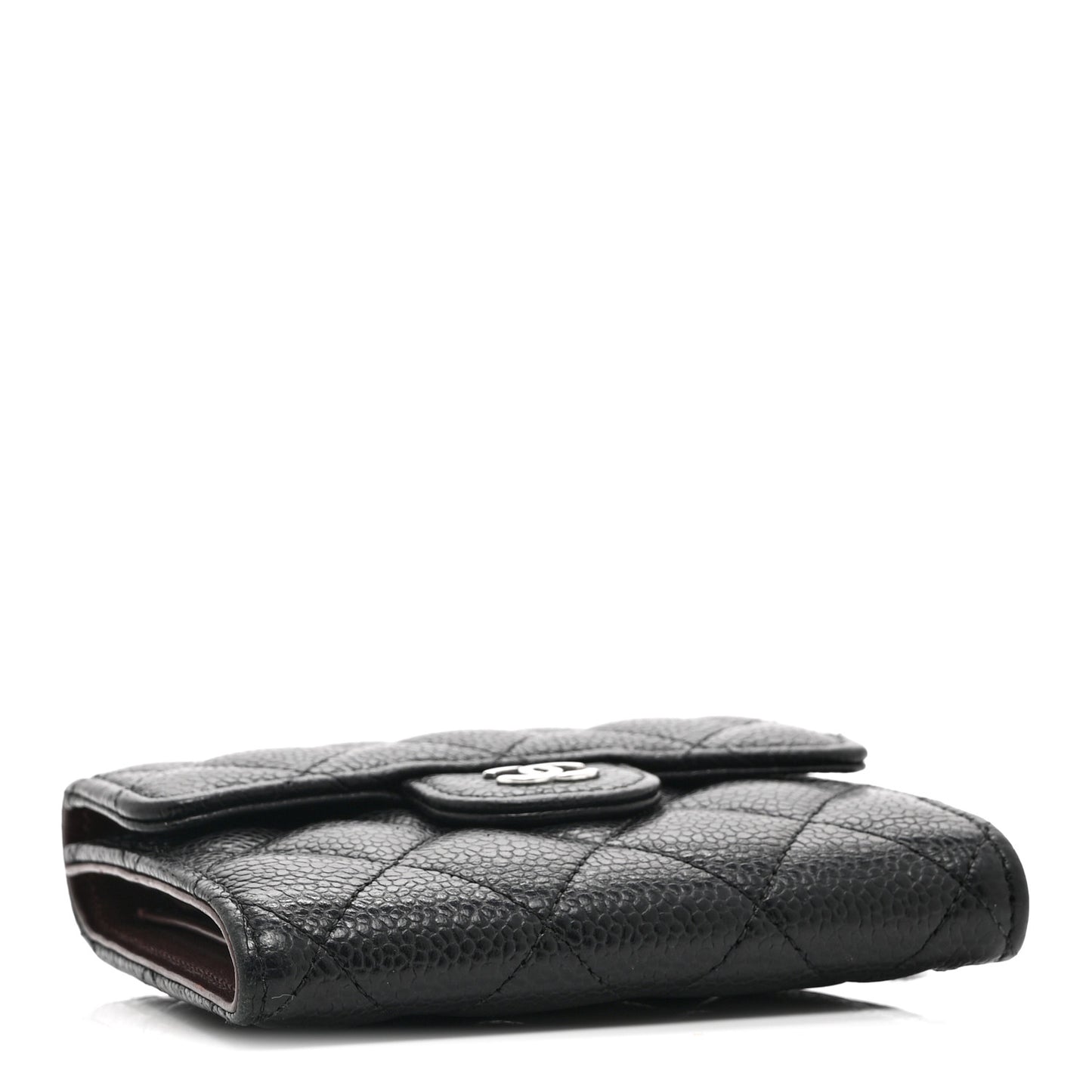 Caviar Quilted Compact Flap Wallet Black