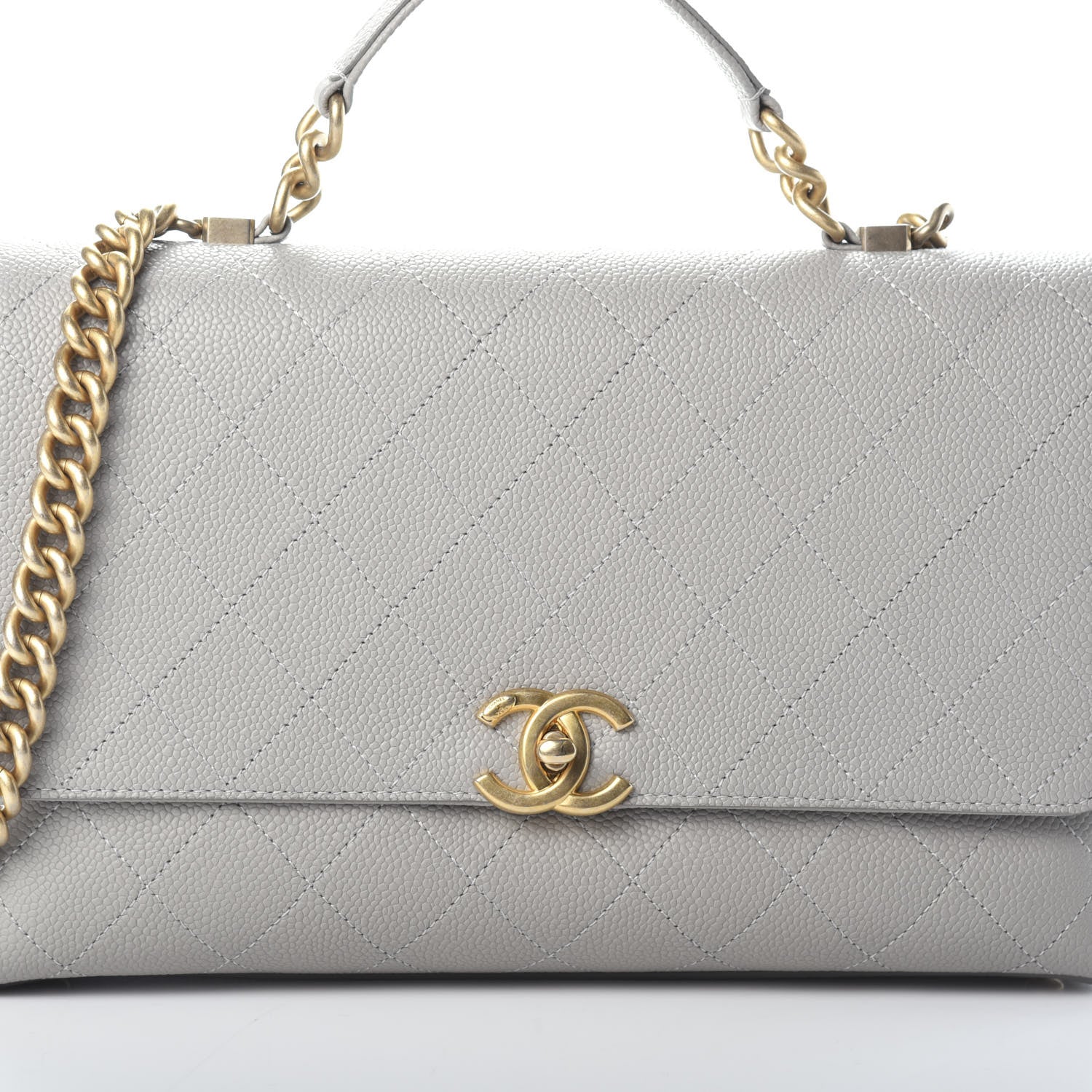 Chanel Grained Calfskin Small Stitched Flap Grey 8 of 10