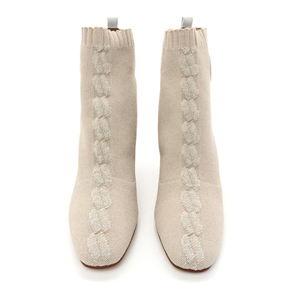 Hermes Knit Calfskin Volver 60 Ankle Boots 39.5 Nocciola 2 of 9