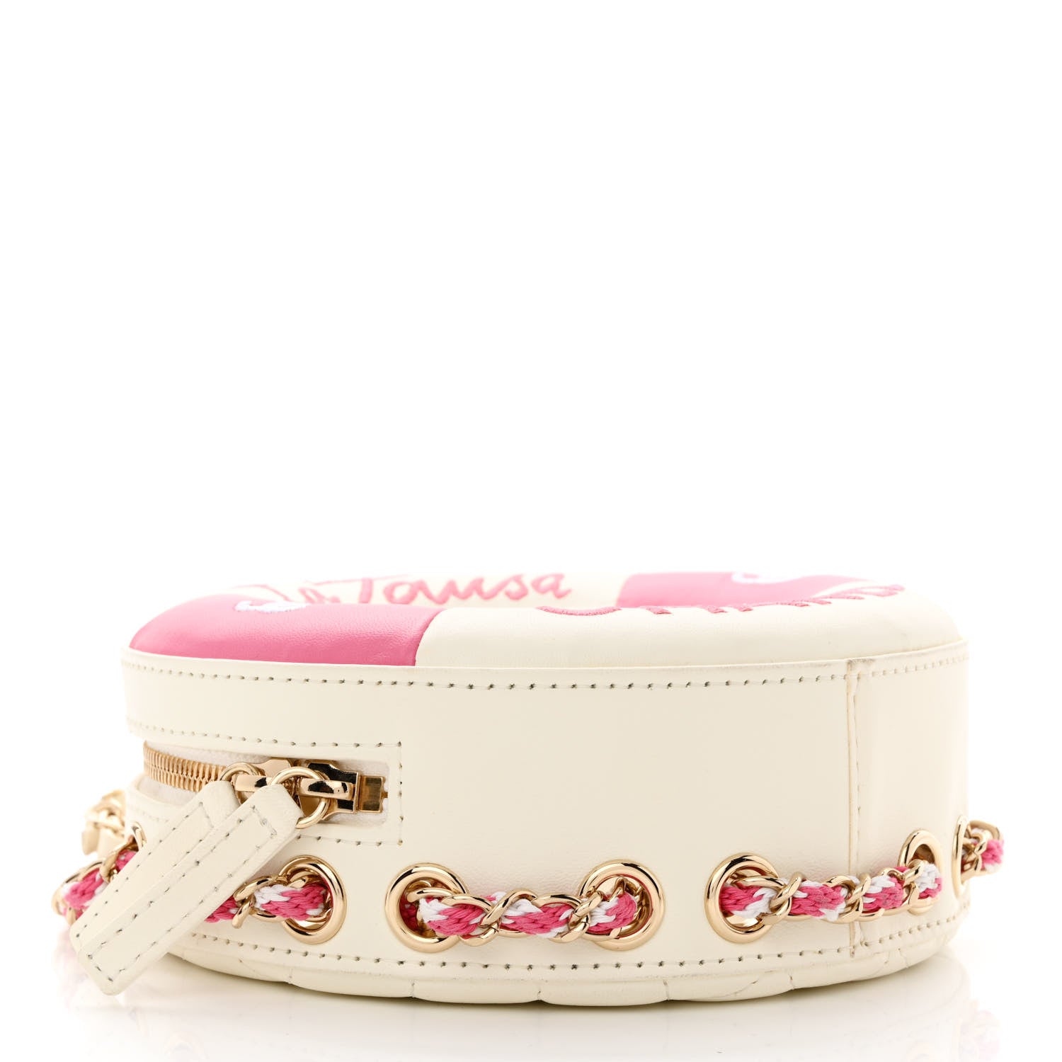 Chanel Lambskin Coco Lifesaver Round Bag Pink White 4 of 11
