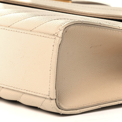 Saint Laurent Grain De Poudre Matelasse Chevron Large Monogram Satchel Nude Powder 11 of 11