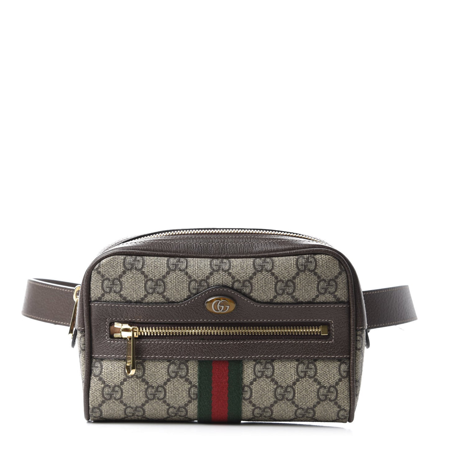 GG Supreme Monogram Web Small Ophidia Belt Bag 85 34 Dark Brown