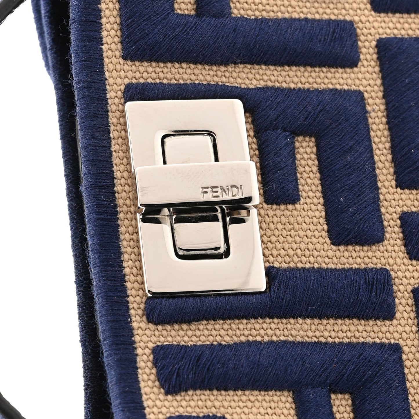 Canvas Vitello Volanato FF Embroidered Pico Peekaboo Charm Sand Midnight