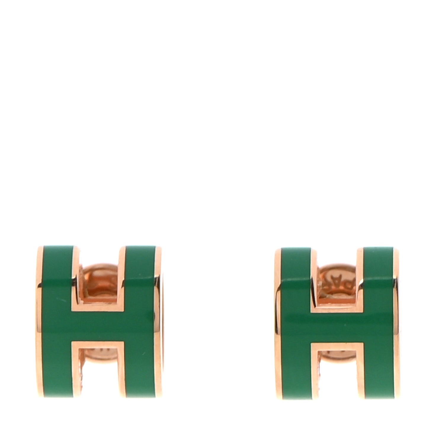 Rose Gold Lacquered Mini Pop H Earrings Malachite