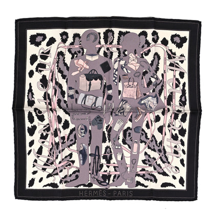 Hermes Silk Gavroche Monsieur et Madame Scarf 45 Black 1 of 3