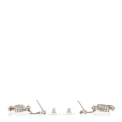 Chanel Baguette Crystal CC Drop Earrings Silver 3 of 4