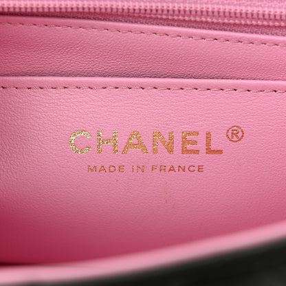 Chanel Lambskin Quilted Bi-Color Mini Top Handle Rectangular Flap Black Lilac 6 of 11