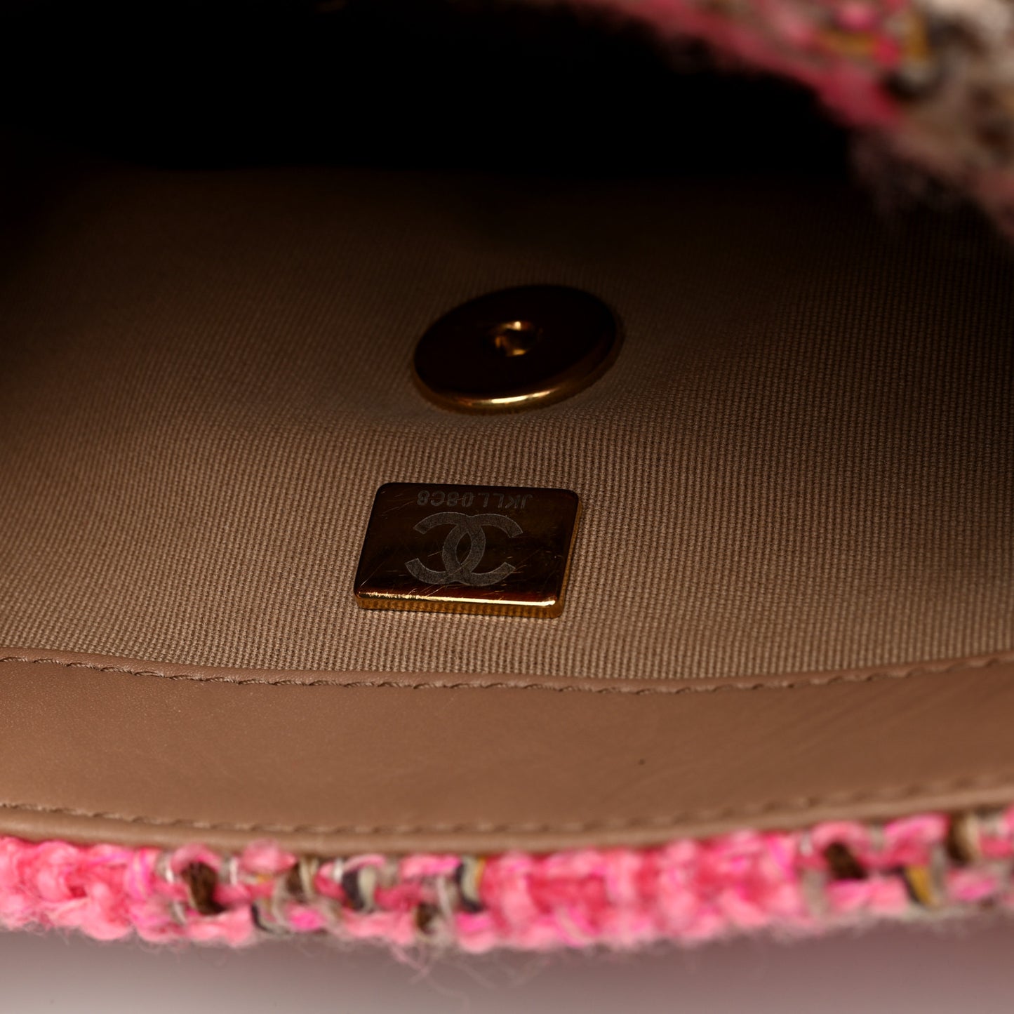 Wool Tweed Quilted Small Elegant Chain Flap Pink Brown