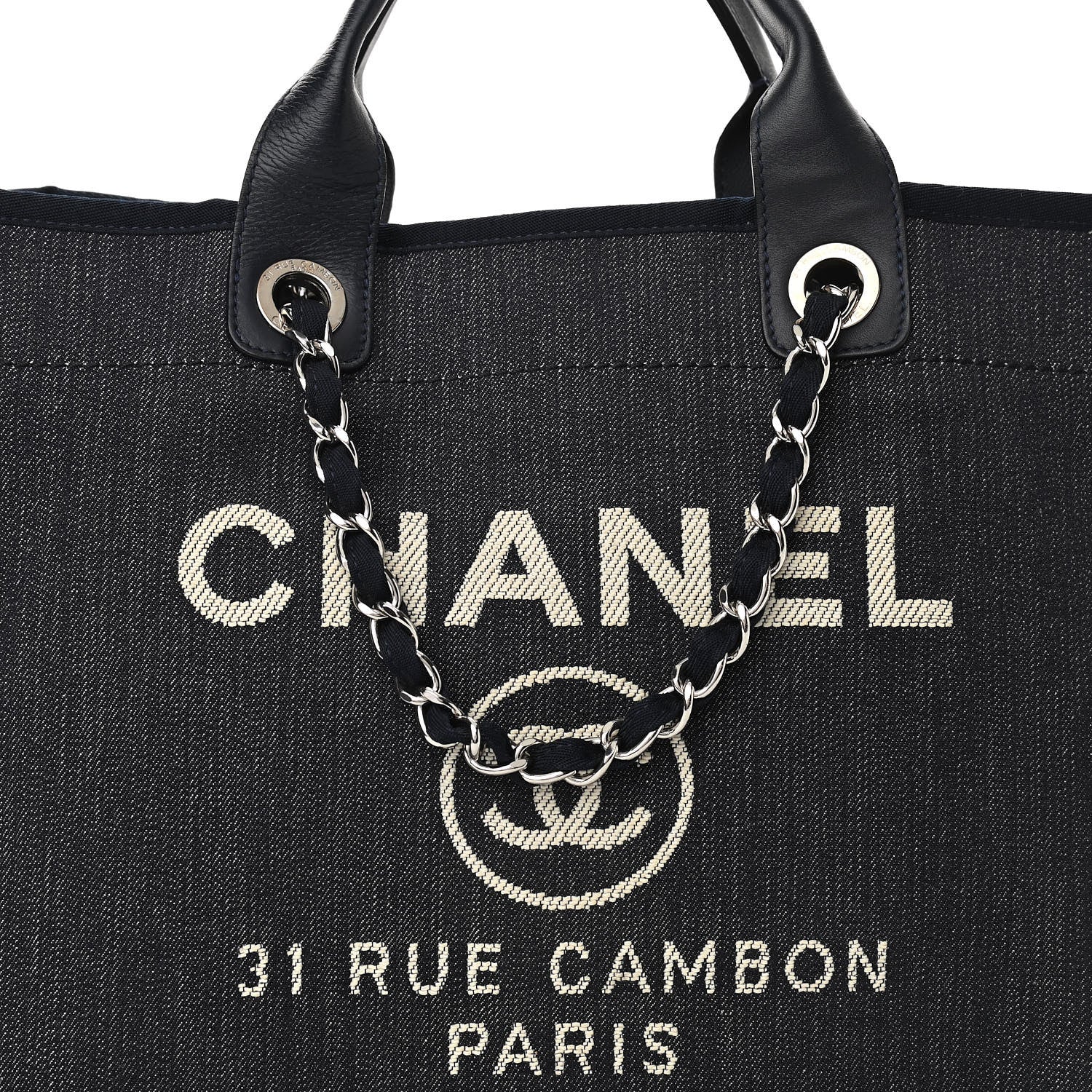 Chanel Denim Medium Deauville Tote Dark Blue 8 of 10