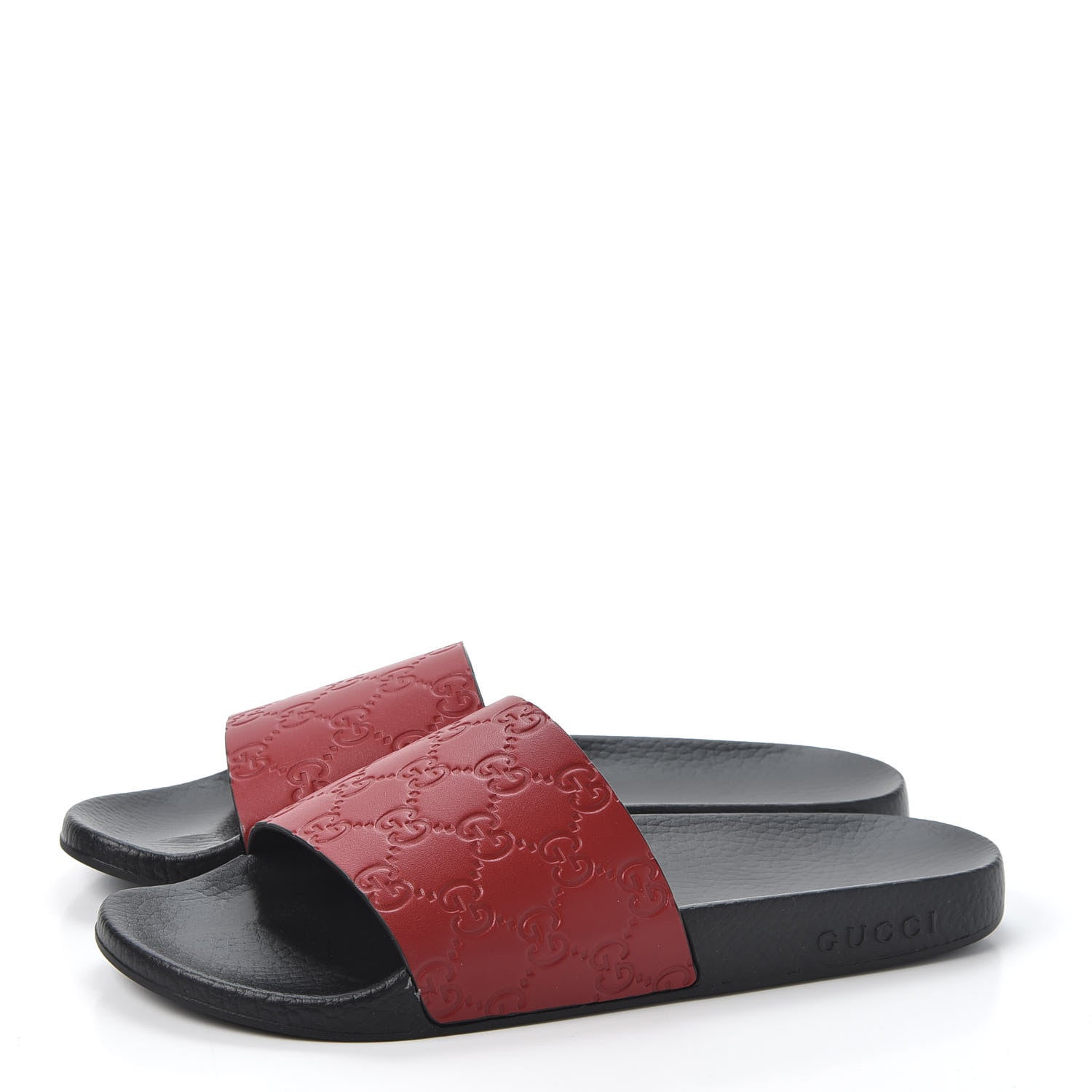 Gucci Guccissima Signature Womens Slide Sandals 40 Hibiscus Red 2 of 9