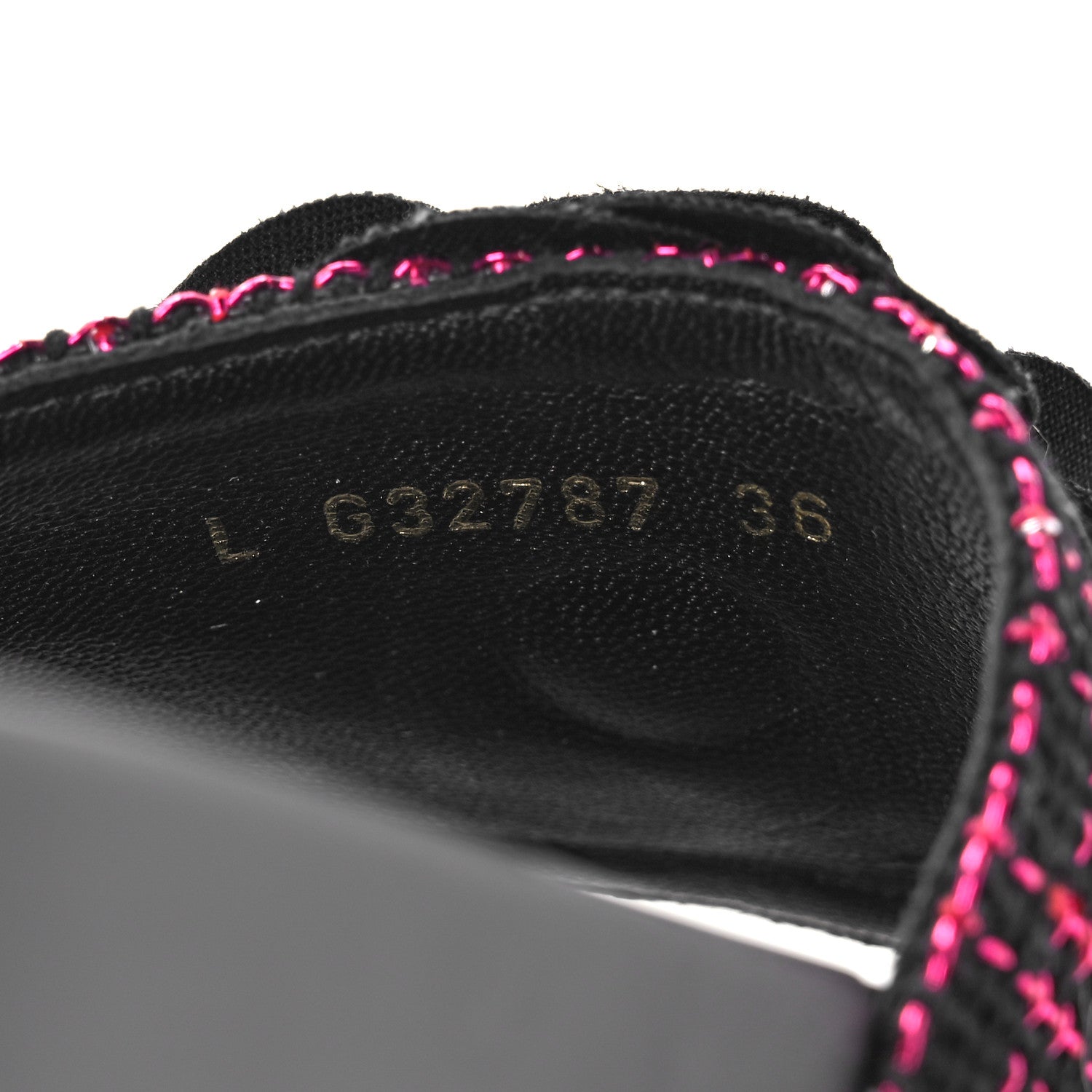 Chanel Tweed Grosgrain Camellia CC Flat Mules 36 Black Pink 8 of 8