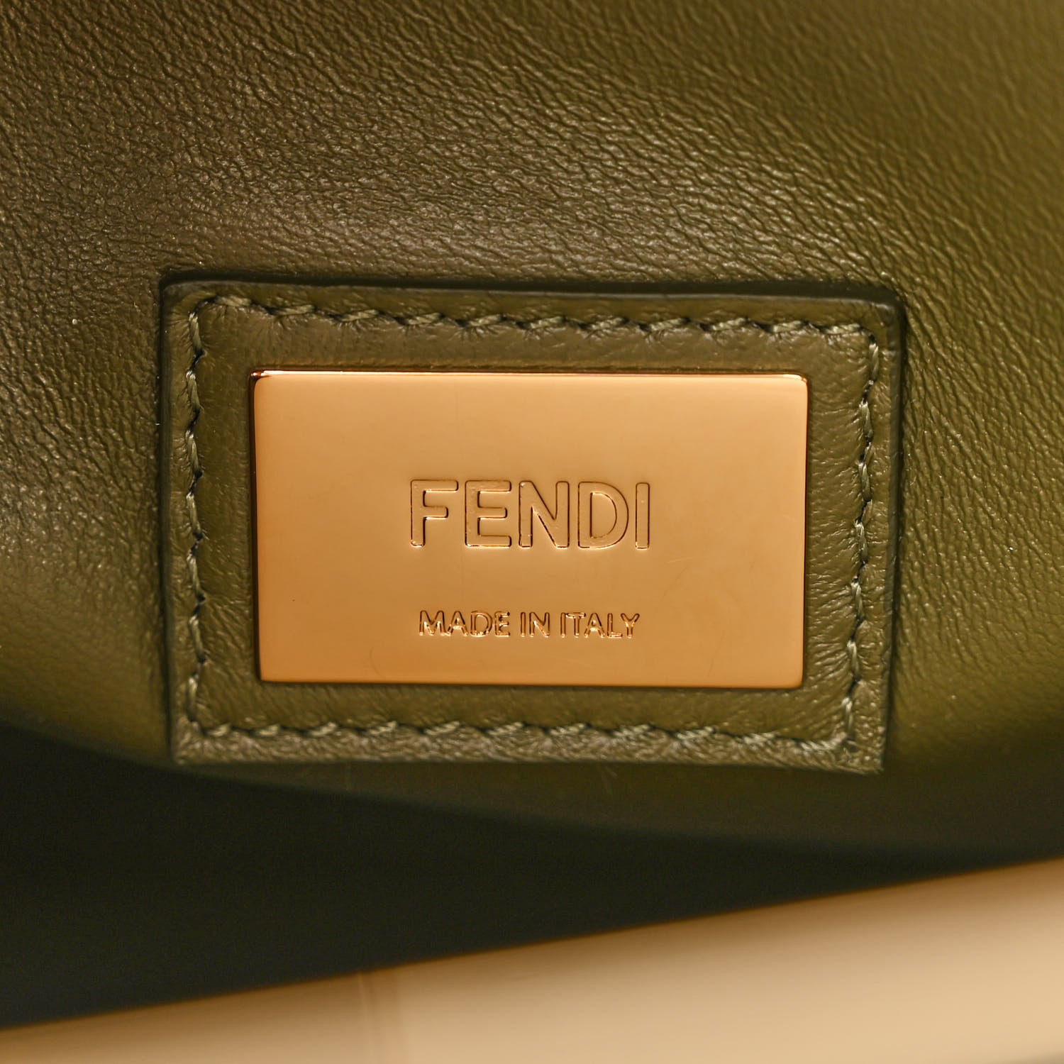 Fendi Vitello Seta Light Aura Shiny Nappa Medium Peekaboo I SEE U Satchel Equatore Cuoio 7 of 13