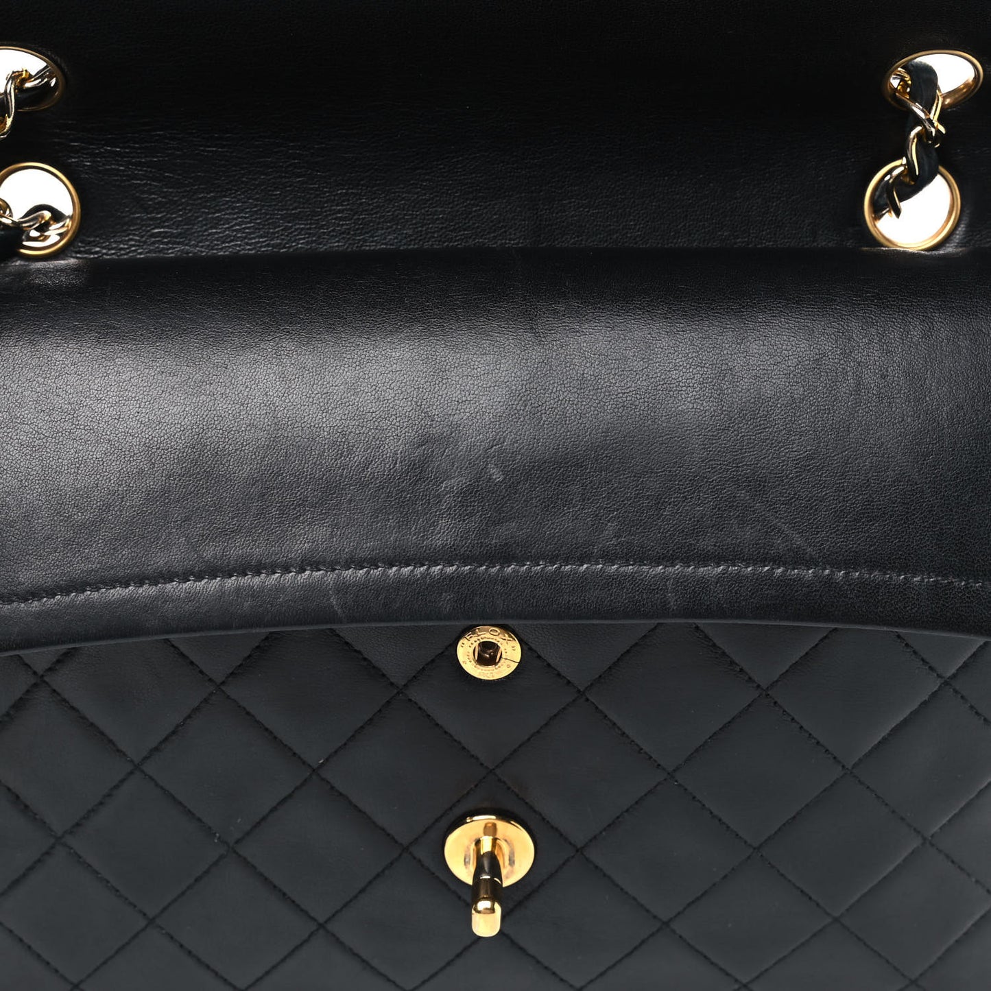 Lambskin Quilted Medium Double Flap Black