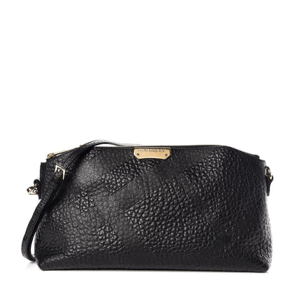 Burberry Signature Grain Calfskin Check Embossed Small Chichester Crossbody Clutch Bag Black 1 of 9