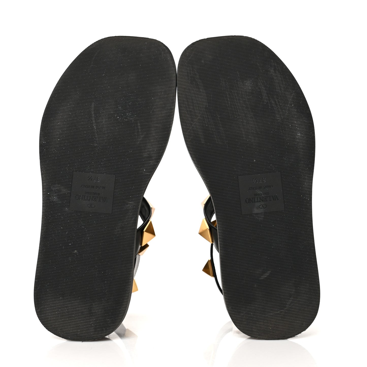 Calfskin Roman Stud Ankle Strap 30/40mm Platform Sandals 37.5 Black