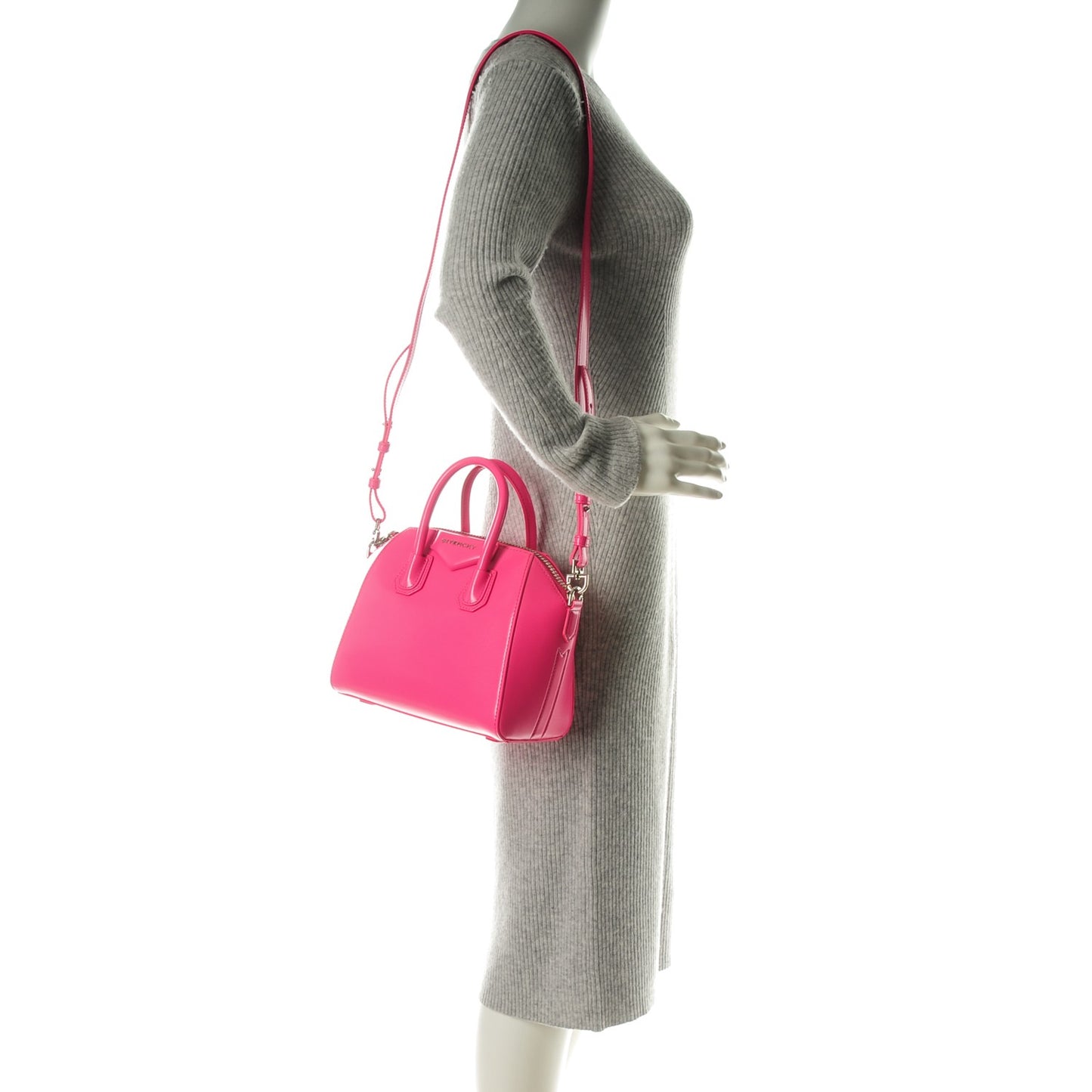 Shiny Lord Calfskin Mini Antigona Shocking Pink
