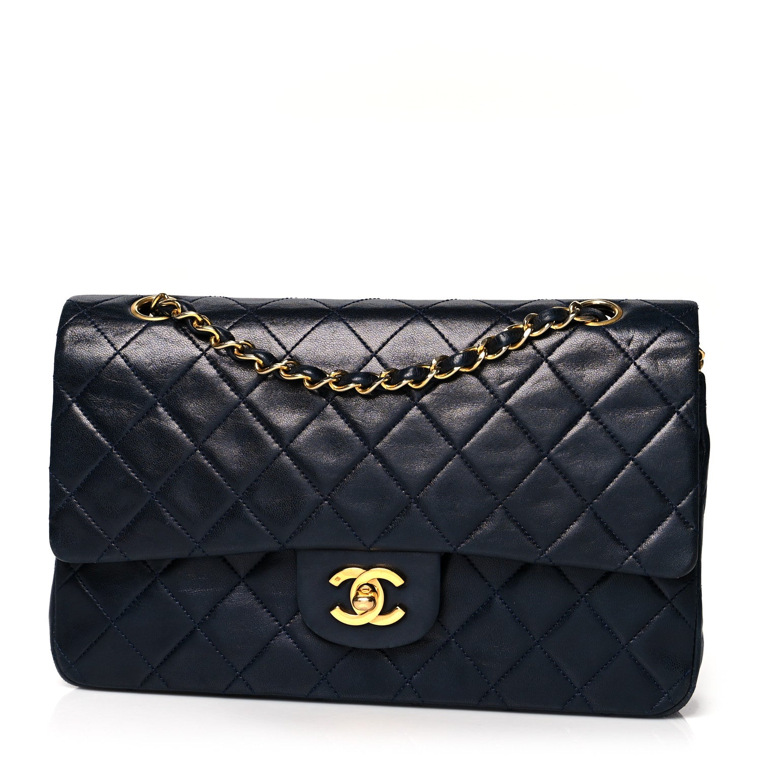 Chanel Lambskin Quilted Medium Double Flap Navy 1 of 10