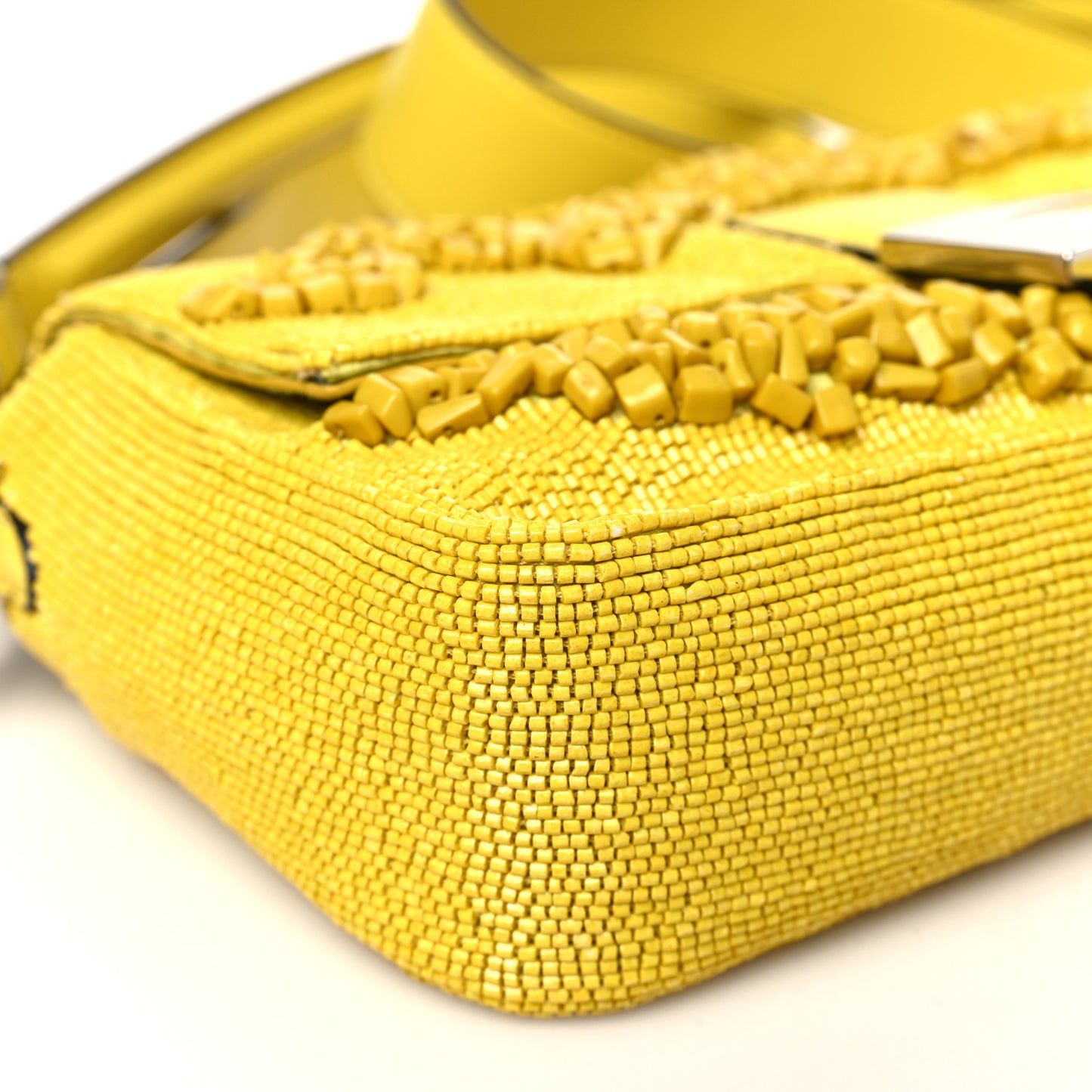 Rolling Stone Vitello Seta Bead Embroidered Re-Edition Baguette Giallo