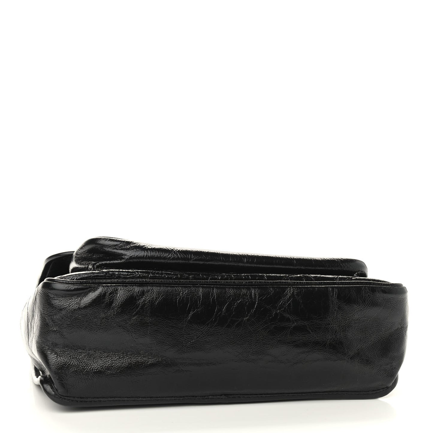 Crinkled Calfskin Matelasse Monogram Medium Niki Chain Satchel Black