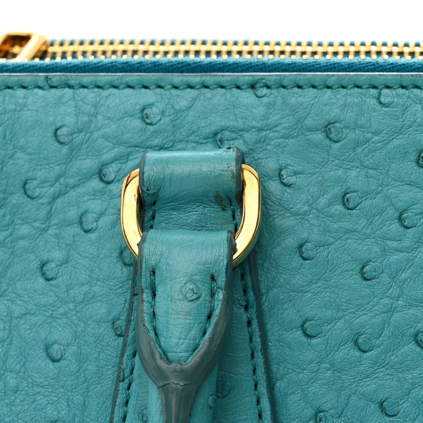 Ostrich Medium Galleria Double Zip Tote Turchese