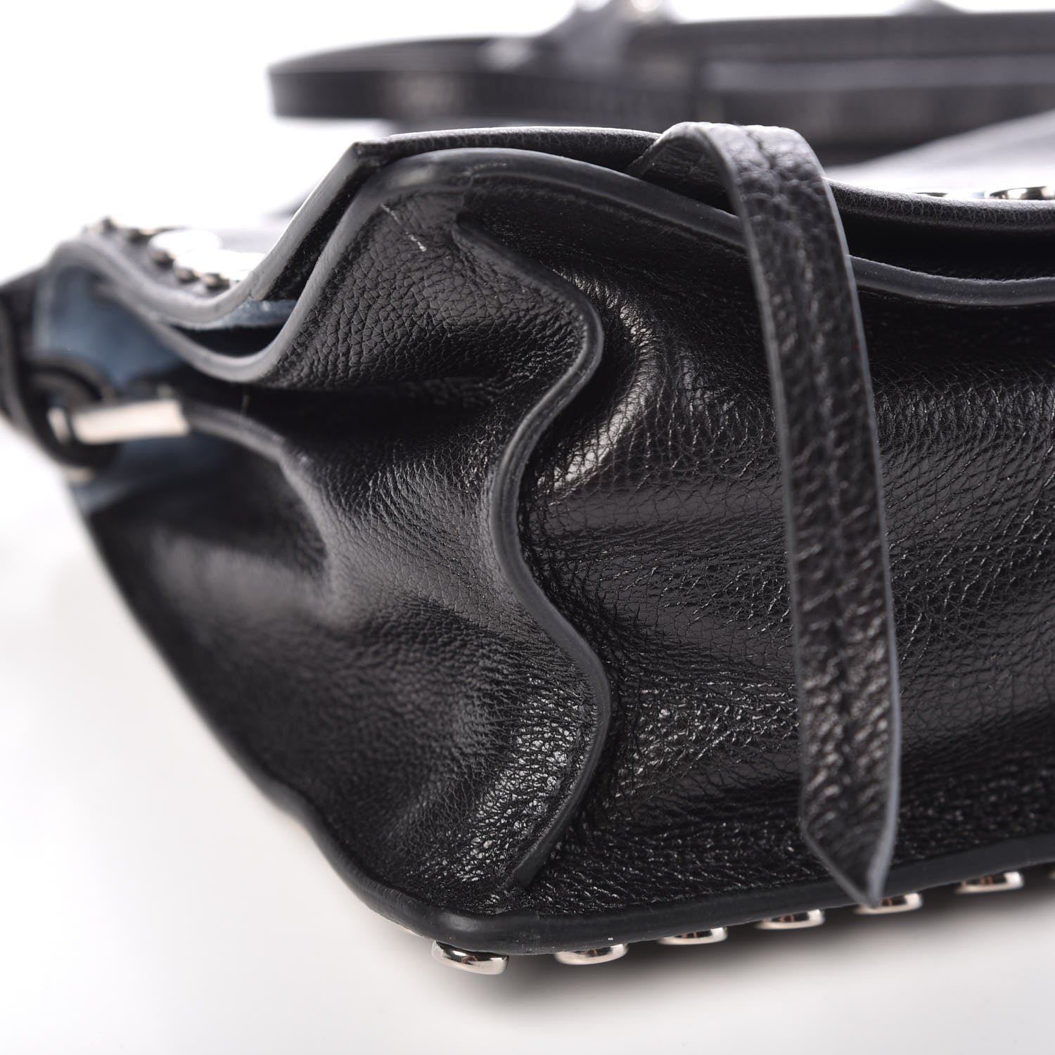 Prada Glace Calfskin Studded Etiquette Flap Black 6 of 10