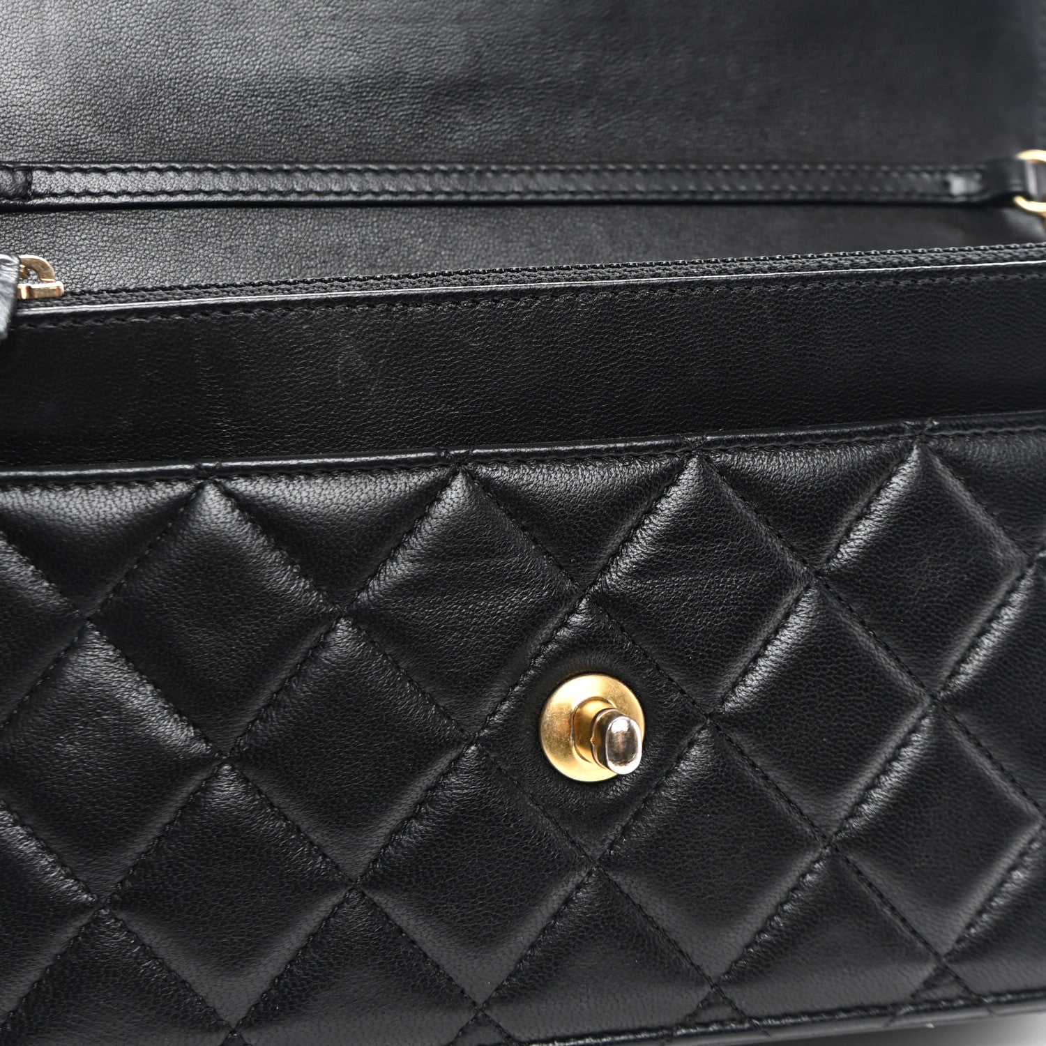 Chanel Lambskin Quilted CC Pearl Crush Wallet on Chain WOC Black 12 of 12