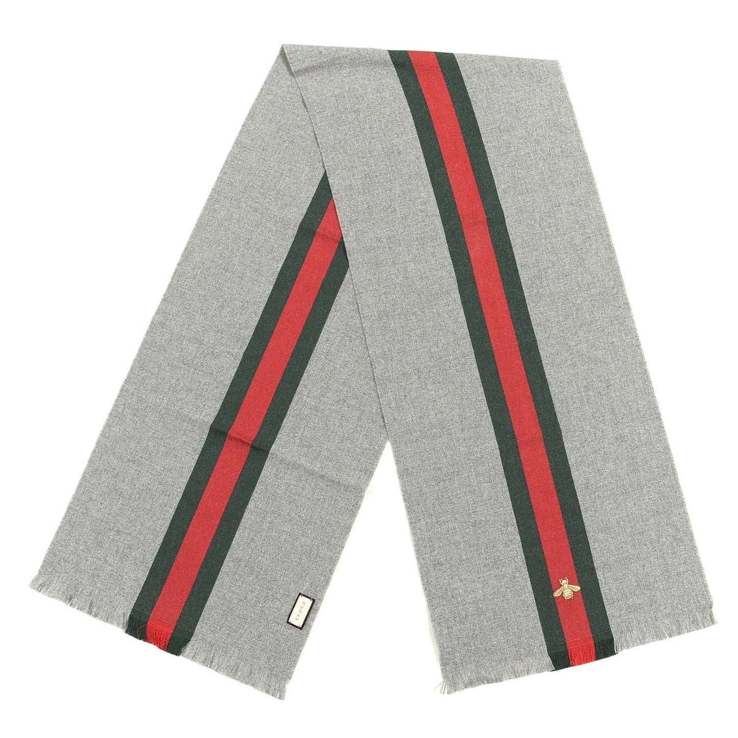 Wool Cashmere Silk Web Bee Scarf Grey