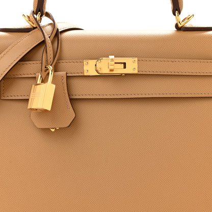 Hermes Madame Calfskin Verso Kelly Sellier 25 Biscuit White 7 of 10