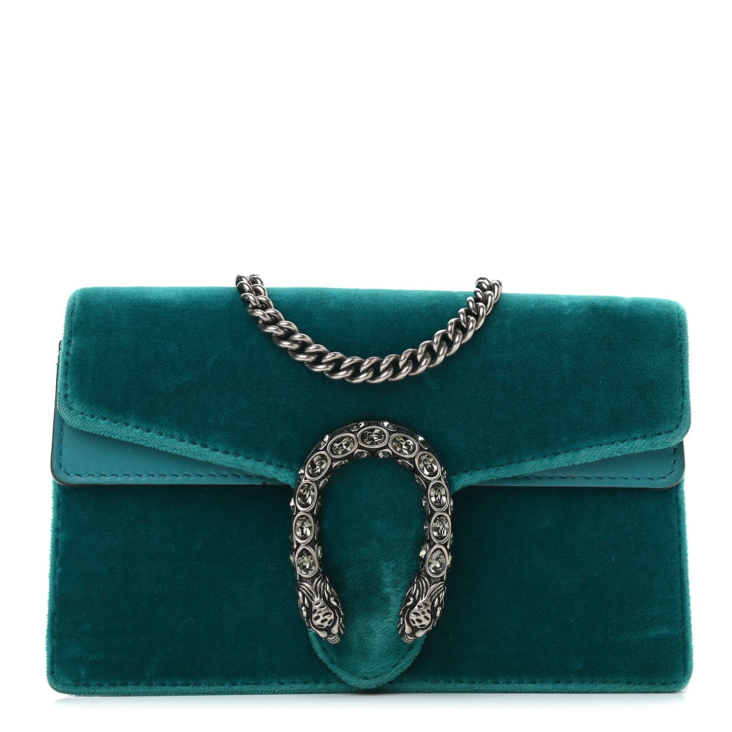 Velvet Super Mini Dionysus Shoulder Bag Pavone Cyan