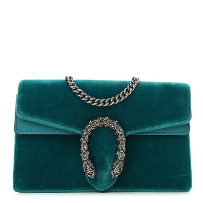 Gucci Velvet Super Mini Dionysus Shoulder Bag Pavone Cyan 1 of 9