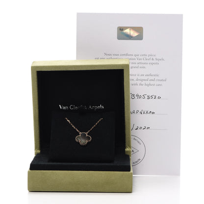 Van Cleef & Arpels 18K Rose Gold Gray Mother of Pearl Vintage Alhambra Pendant Necklace 6 of 6