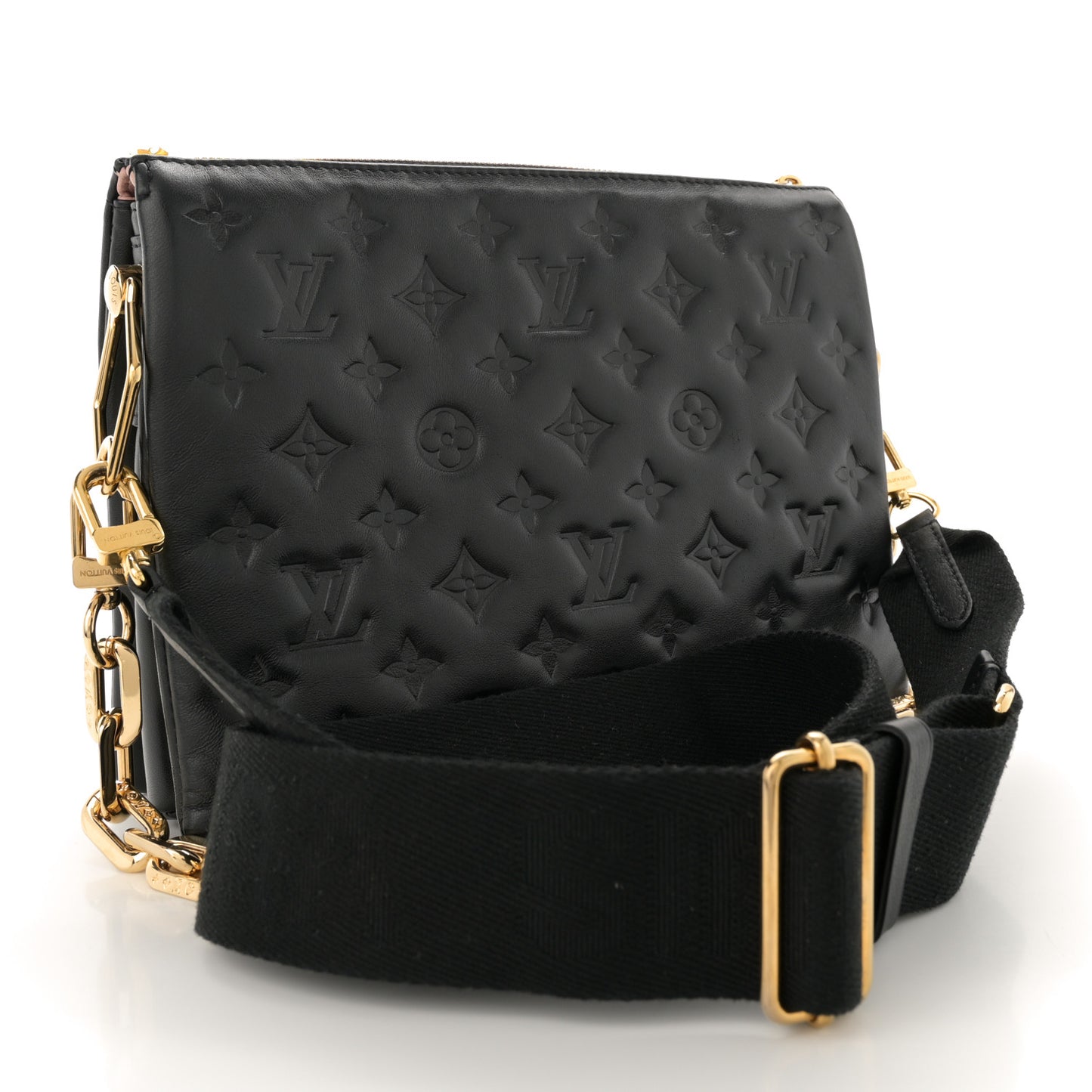 Lambskin Embossed Monogram Coussin PM Black