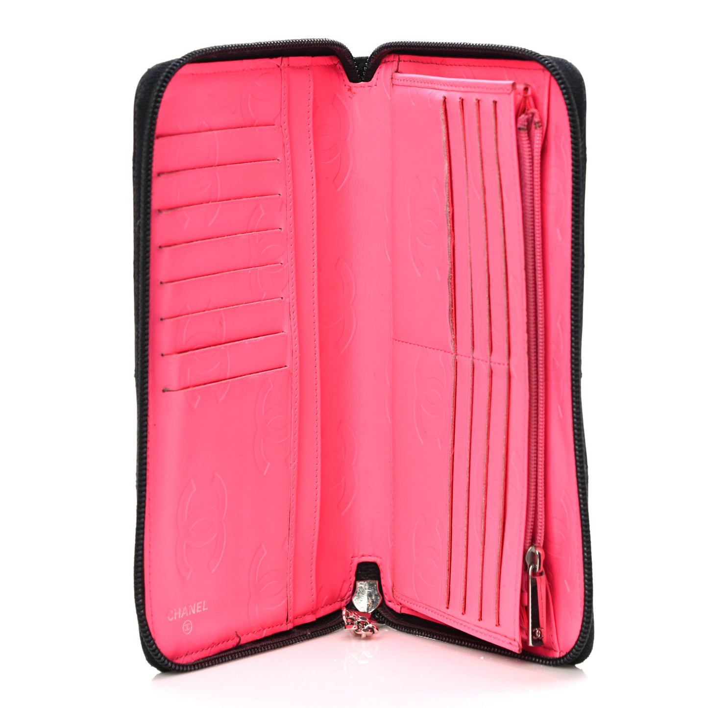 Calfskin Cambon Zip Around Organizer Wallet Black