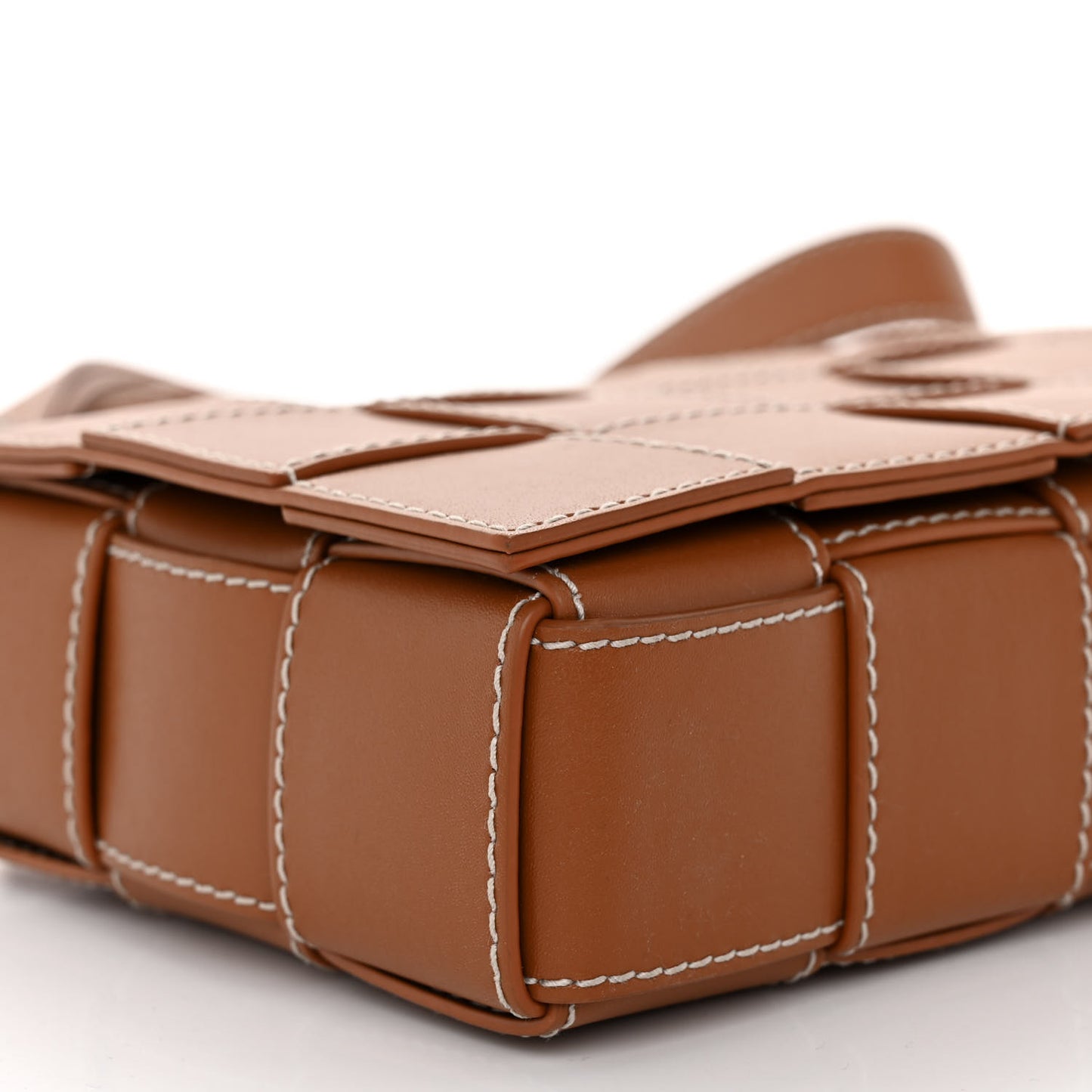 Lambskin Maxi Intrecciato Edge Stitch Cassette Crossbody Bag Wood