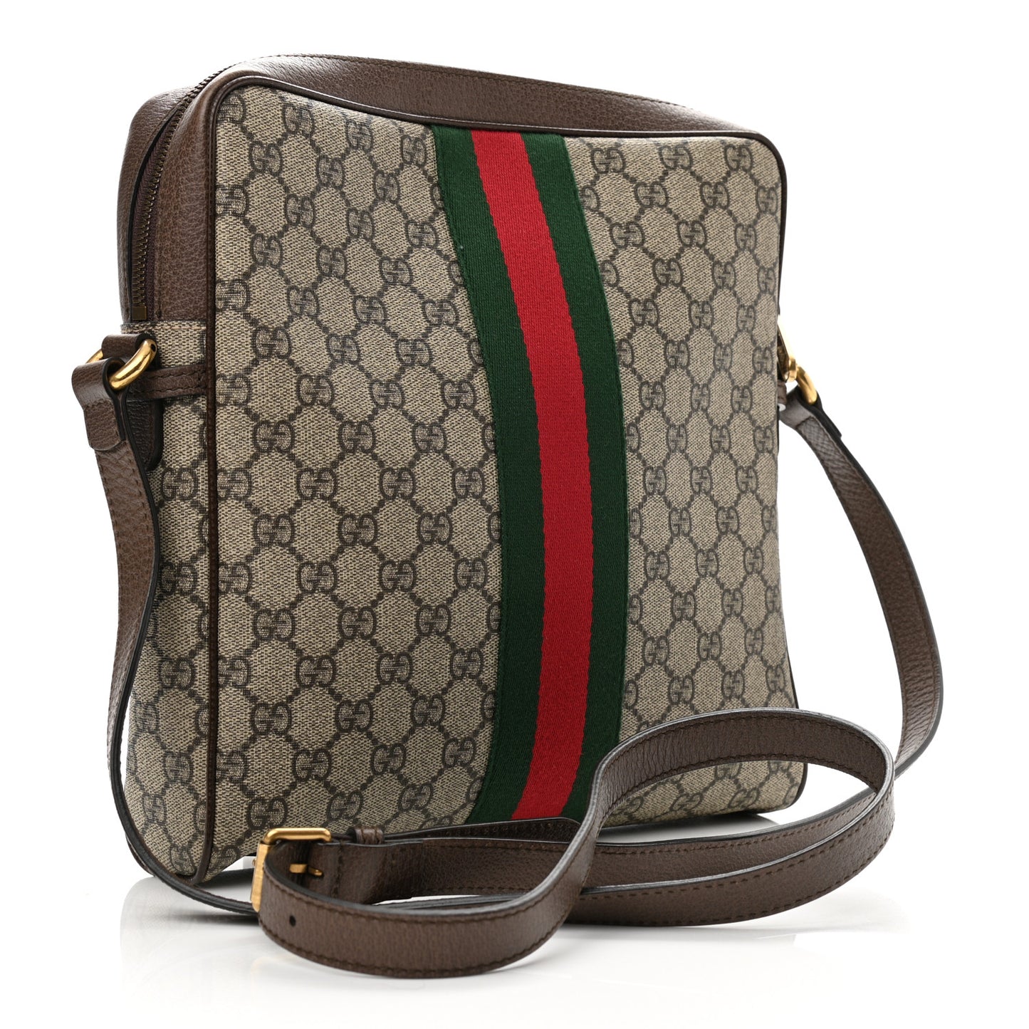 GG Supreme Monogram Web Medium Ophidia Messenger Bag Brown