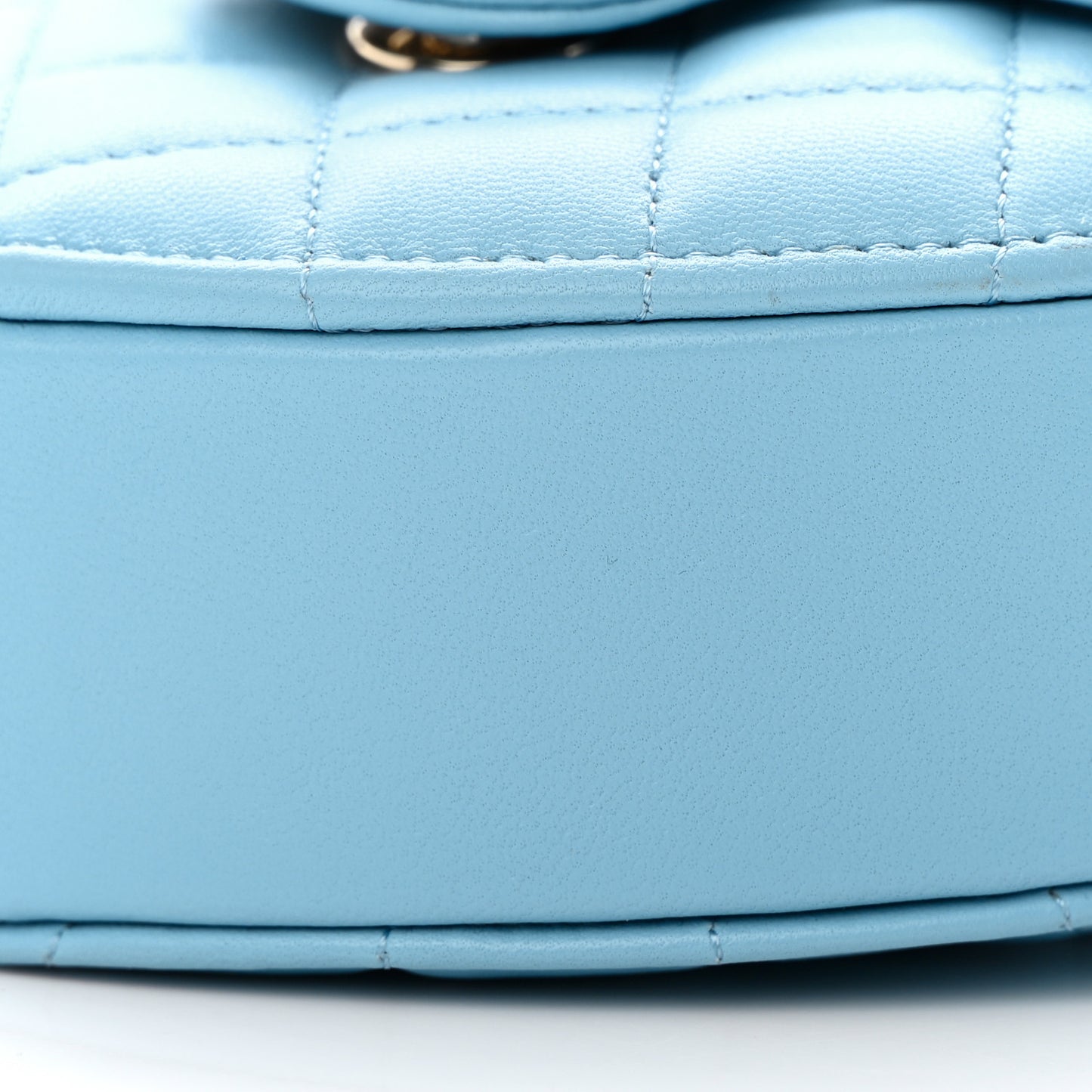Lambskin Quilted CC In Love Heart Clutch With Chain Light Blue