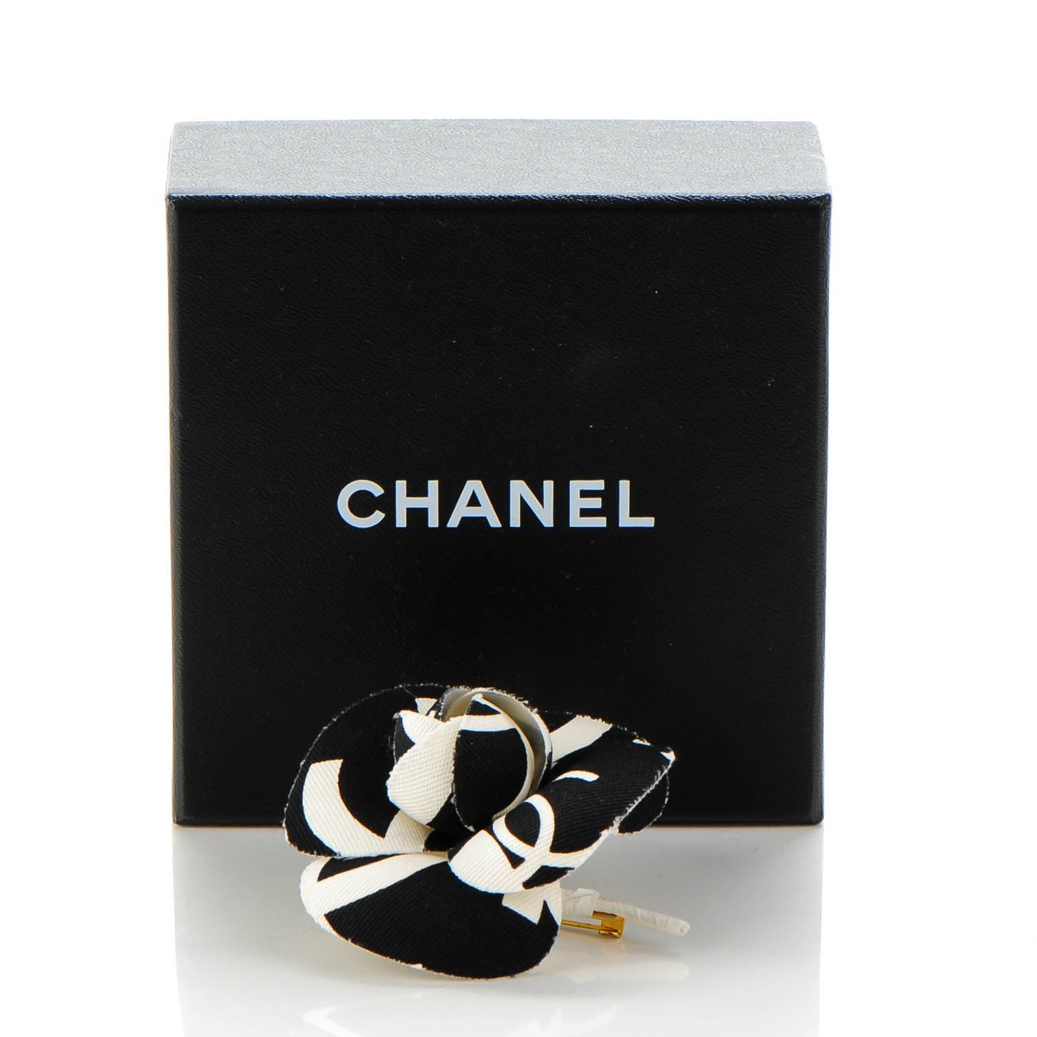 Chanel Canvas CC Camellia Pin Brooch Black 5 of 5