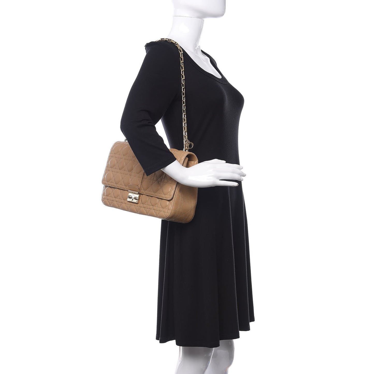 Lambskin Cannage Large Miss Dior Flap Beige