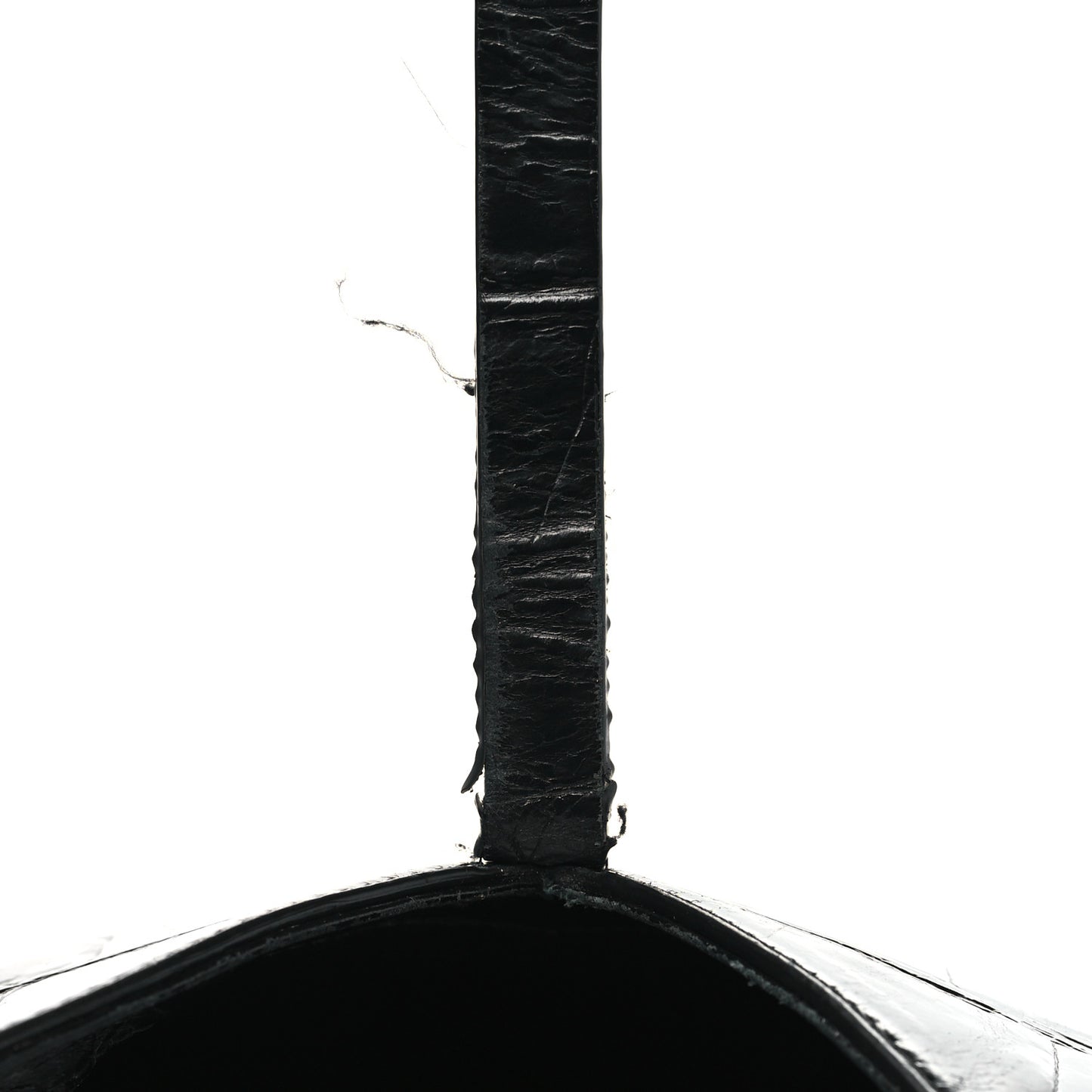 Calfskin Crocodile Embossed Large Cut Out Shoulder Bag Black
