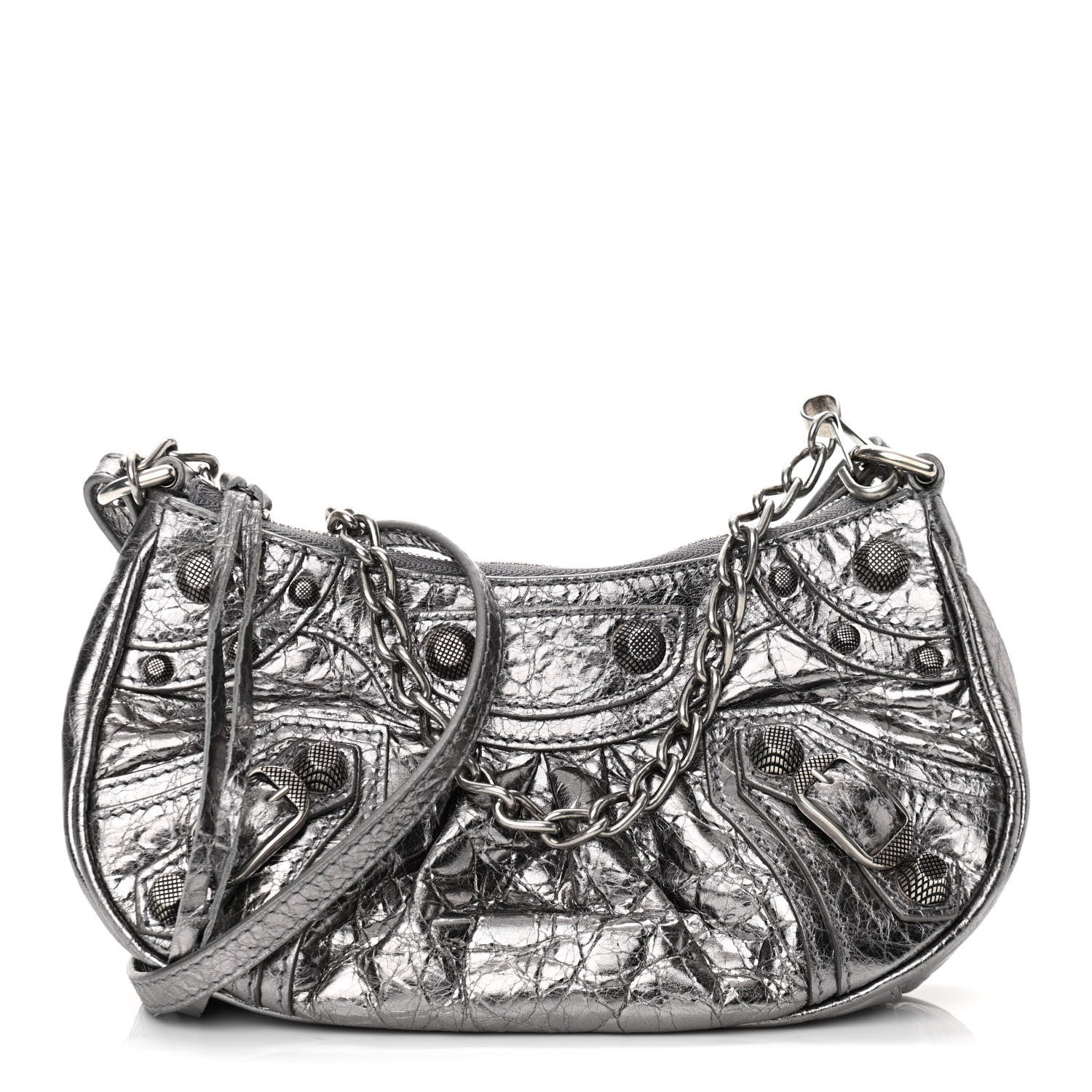 Balenciaga Metallic Agneau Arena Le Cagole Purse With Chain Mini Silver 1 of 9