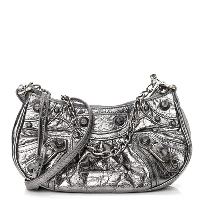 Balenciaga Metallic Agneau Arena Le Cagole Purse With Chain Mini Silver 1 of 9