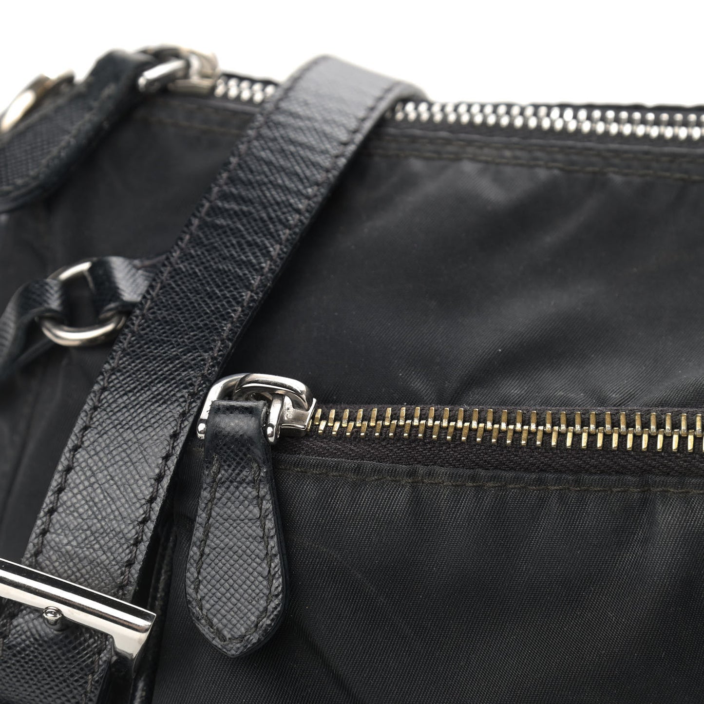 Saffiano Tessuto Nylon Crossbody Bag Black