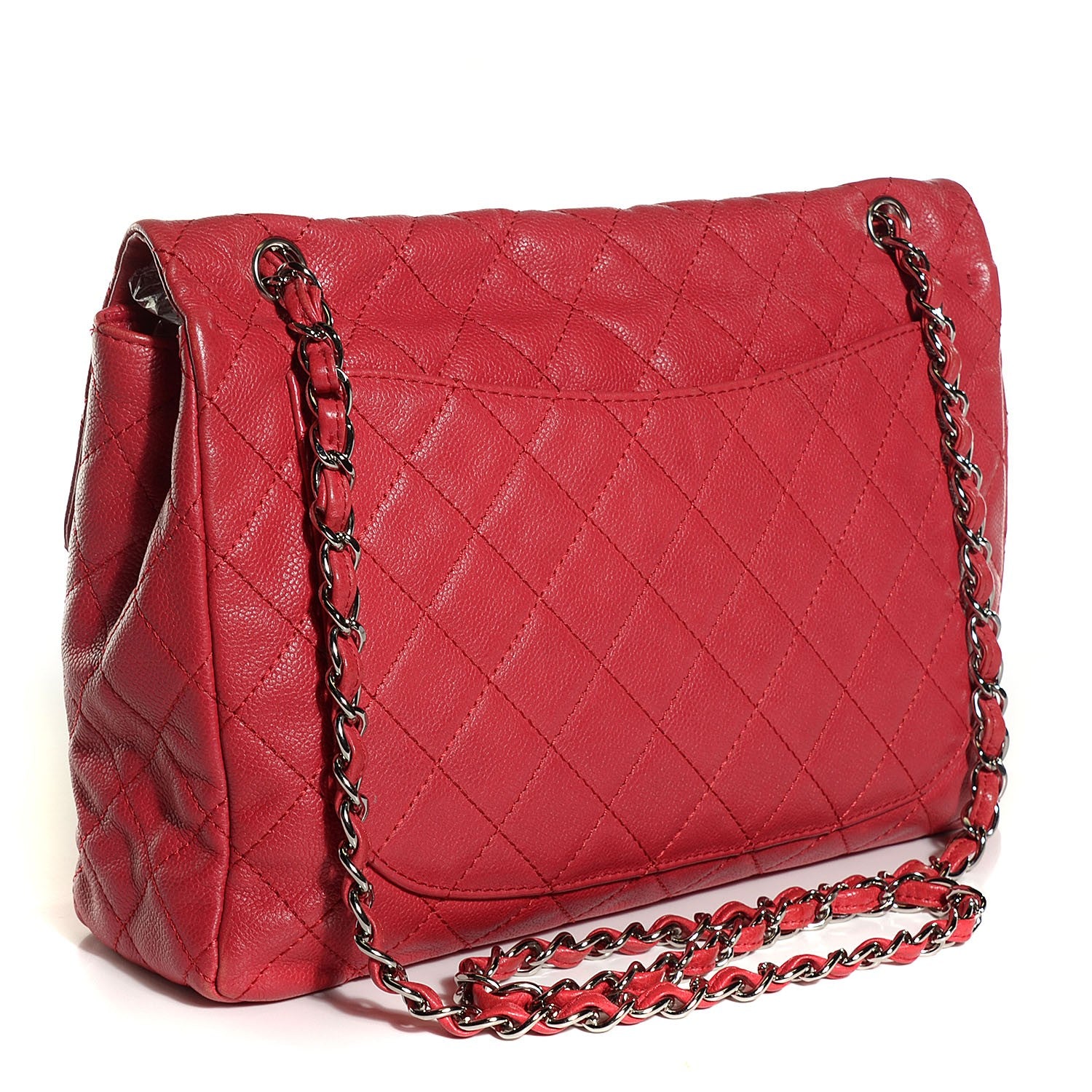 Chanel Washed Caviar Maxi Single Flap Fuchsia 4 of 9