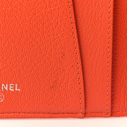 Chanel Shiny Goatskin Diamond Stitched Yen Wallet Pink Orange 7 of 8