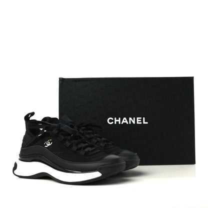 Chanel Velvet Calfskin Mixed Fibers CC Sneakers 36 Black 11 of 11