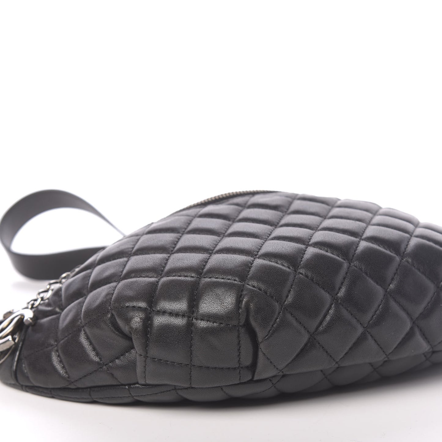 Lambskin Quilted Banane Waist Bag Fanny Pack Black