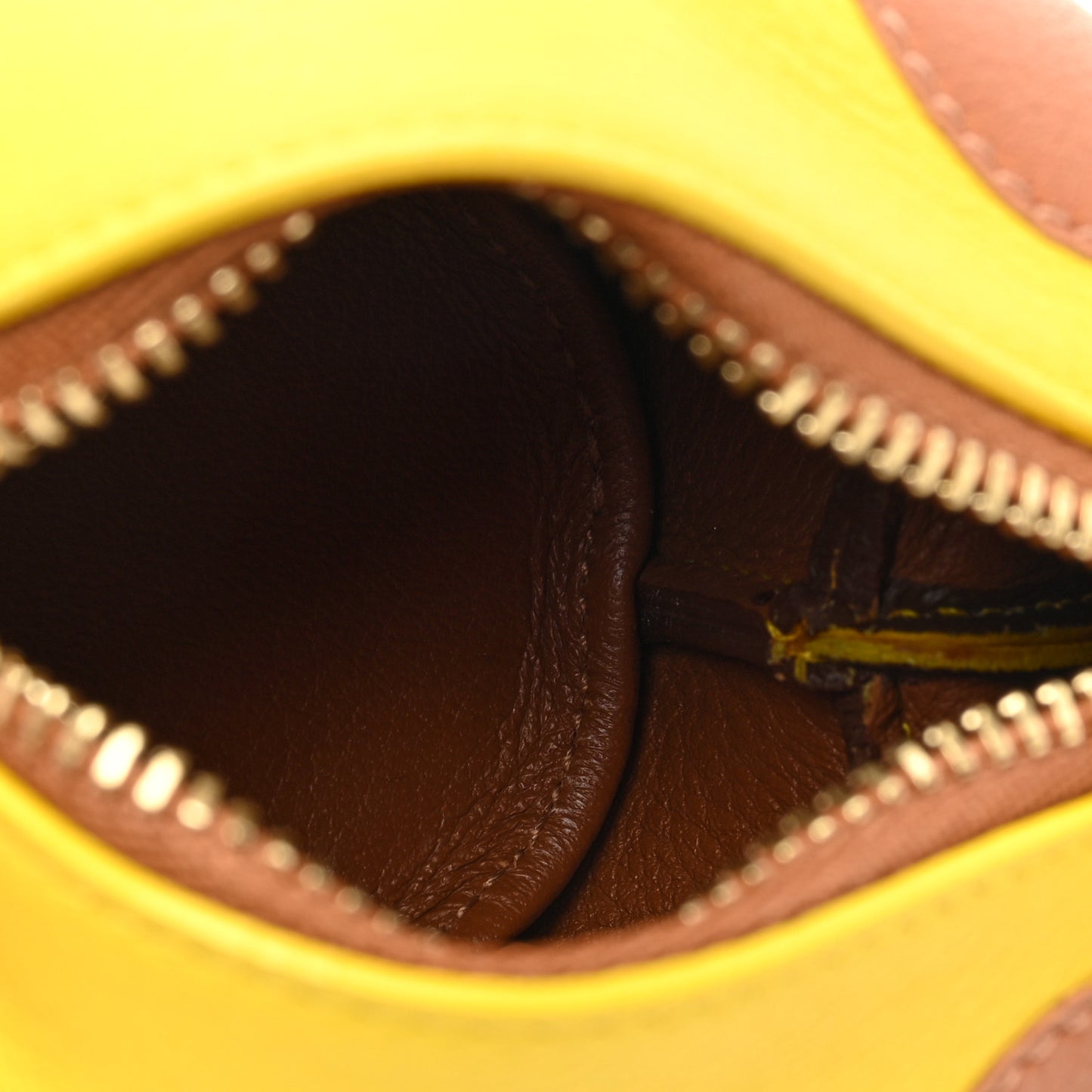 Calfskin Panda Coin Purse Yellow Brown