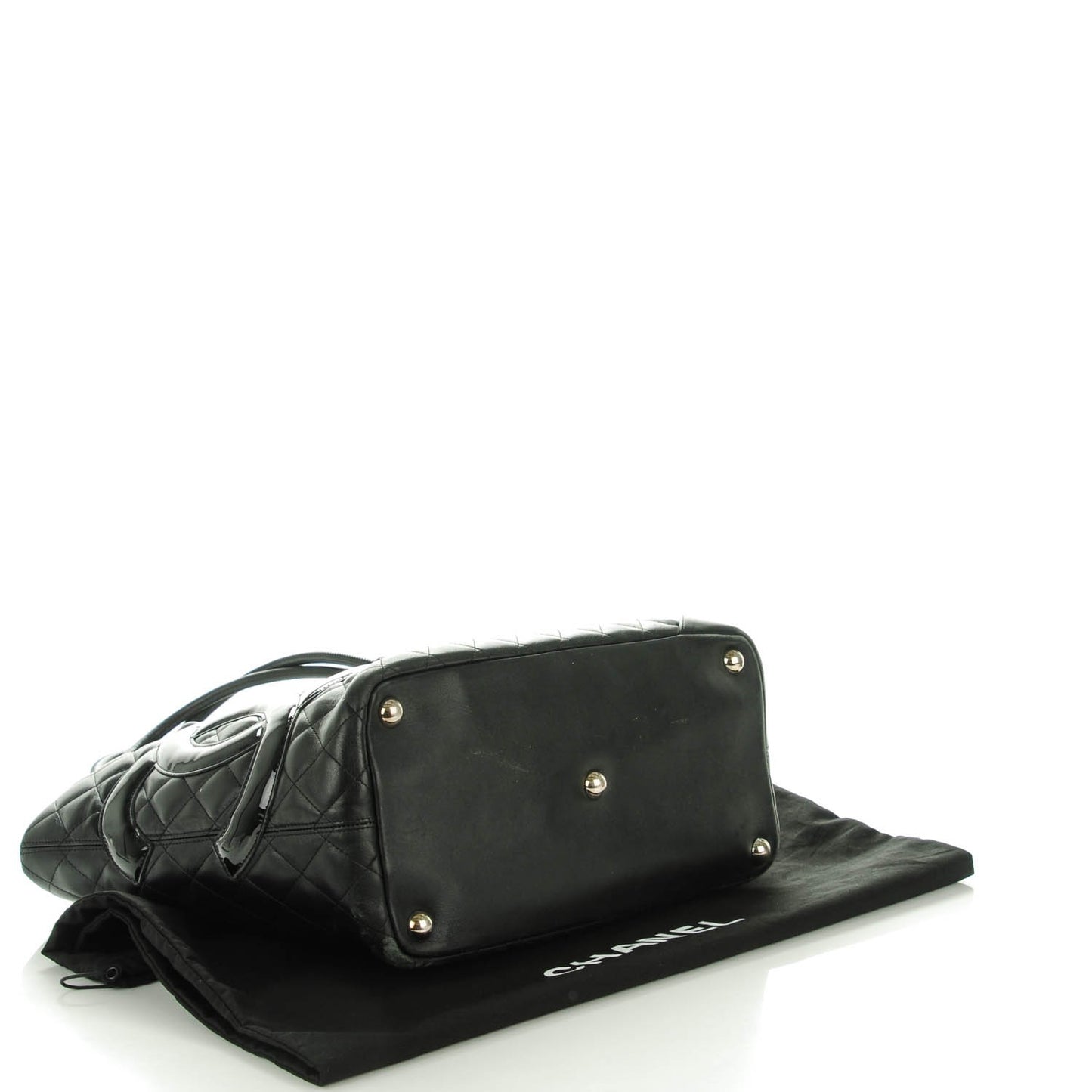 Calfskin Quilted Large Cambon Tote Black