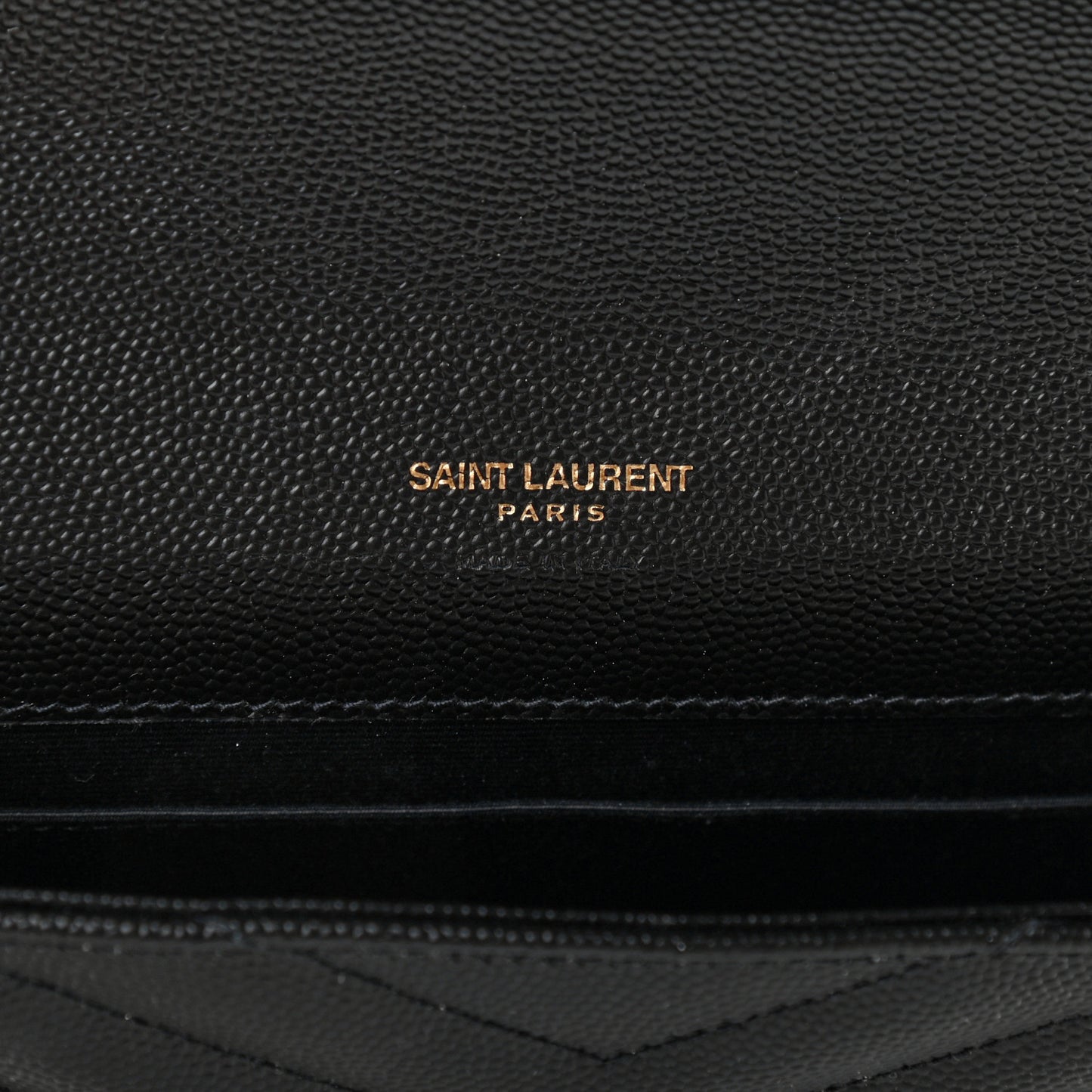 Grain De Poudre Matelasse Chevron Monogram Envelope Clutch Black
