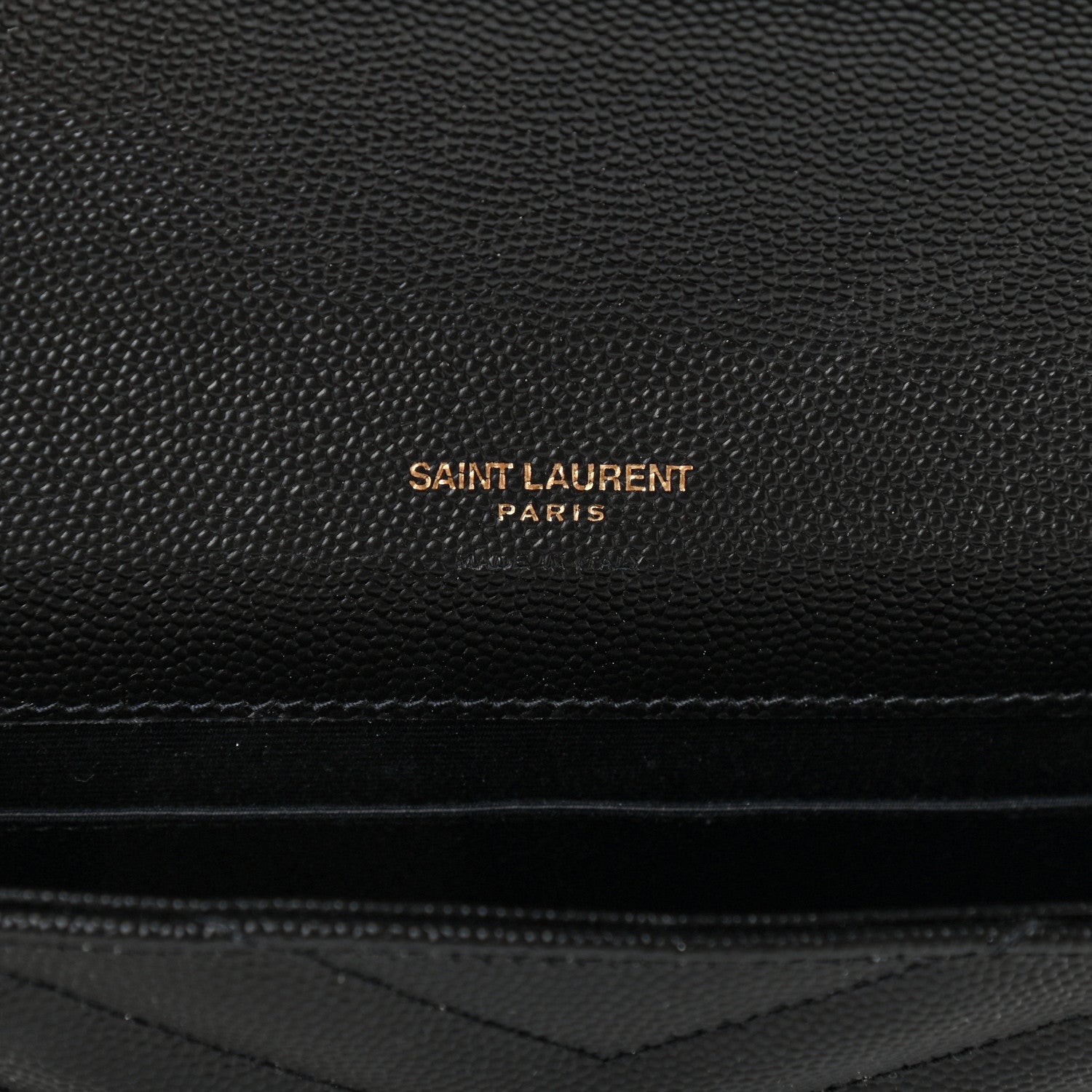 Saint Laurent Grain De Poudre Matelasse Chevron Monogram Envelope Clutch Black 6 of 7